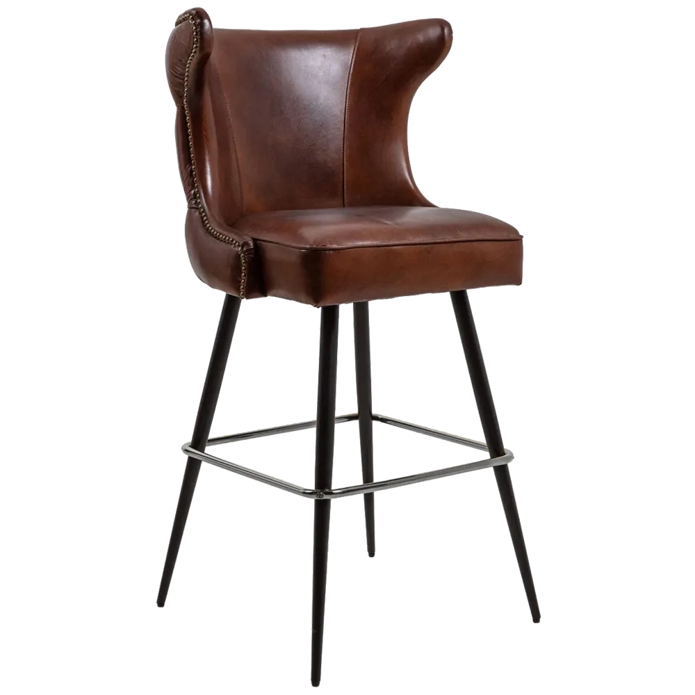 Banco Bar Bolton em Couro | Estilo e Conforto para Seu Espaço | Maria Pia Casa