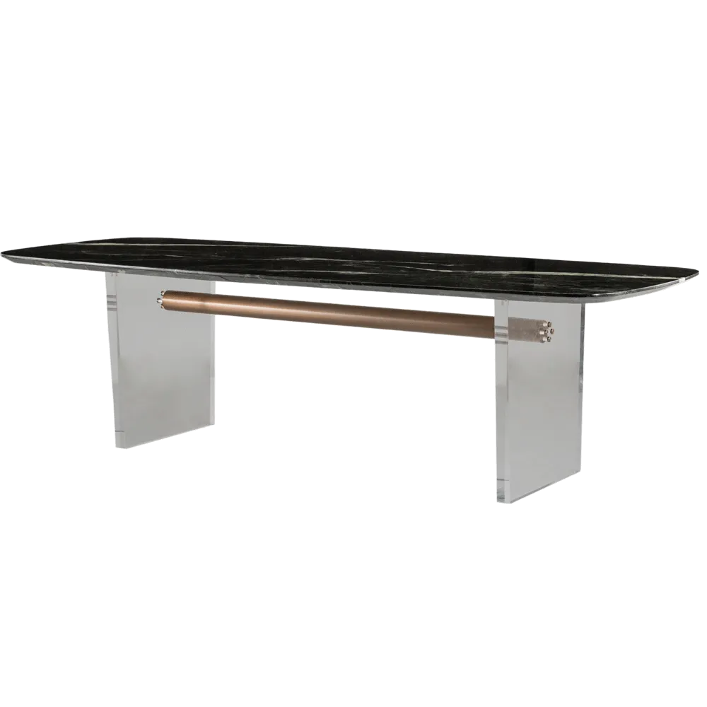 Mesa De Jantar Em Mármore Verde Com Base Em Acrílico Nilufar 2,60m | Maria Pia Casa