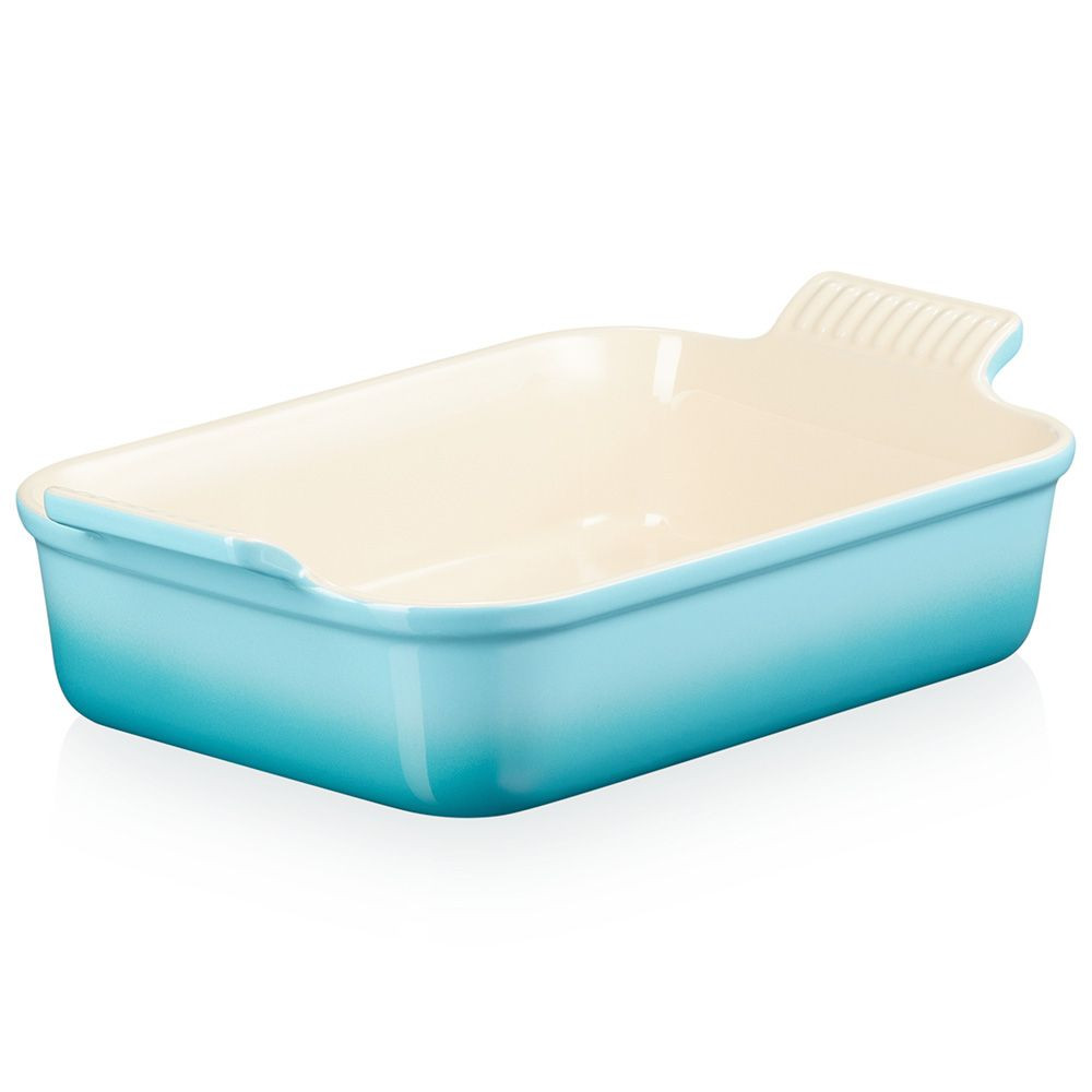 Travessa Retangular Le Creuset Azul Caribe 26Cm (Heritage) | Maria Pia Casa