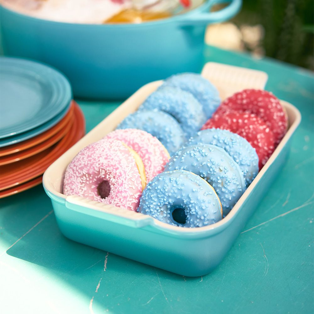 Travessa Retangular Le Creuset Azul Caribe 26Cm (Heritage) | Maria Pia Casa