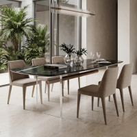 Mesa De Jantar Em Mármore Verde Com Base Em Acrílico Nilufar 2,60m | Maria Pia Casa