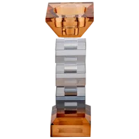 Castiçal De Cristal Koffi | Elegância Moderna em Âmbar e Cinza | Maria Pia Casa