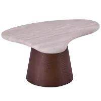 Mesa De Centro Em Travertino Com Base Cônica Em Olmo Thrag | Maria Pia Casa