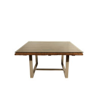 Mesa de Jantar Quadrada com Tampo Madeira e Base em V Aço Inox