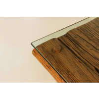 Mesa de Jantar Quadrada com Tampo Madeira e Base em V Aço Inox