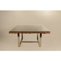Mesa de Jantar Quadrada com Tampo Madeira e Base em V Aço Inox