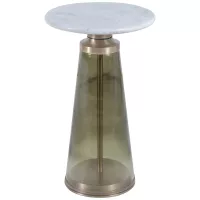 Mesa Lateral Blet | Sofisticação e Estilo com Mármore e Vidro Verde | Maria Pia Casa