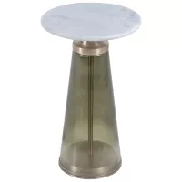 Mesa Lateral Blet | Sofisticação e Estilo com Mármore e Vidro Verde | Maria Pia Casa