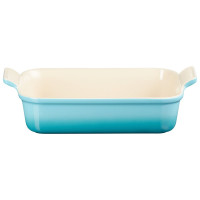 Travessa Retangular Le Creuset Azul Caribe 26Cm (Heritage) | Maria Pia Casa