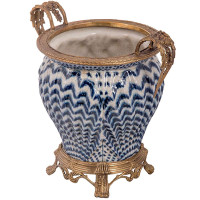 Vaso de Porcelana e Bronze - Linha Blue - Maria Pia Casa